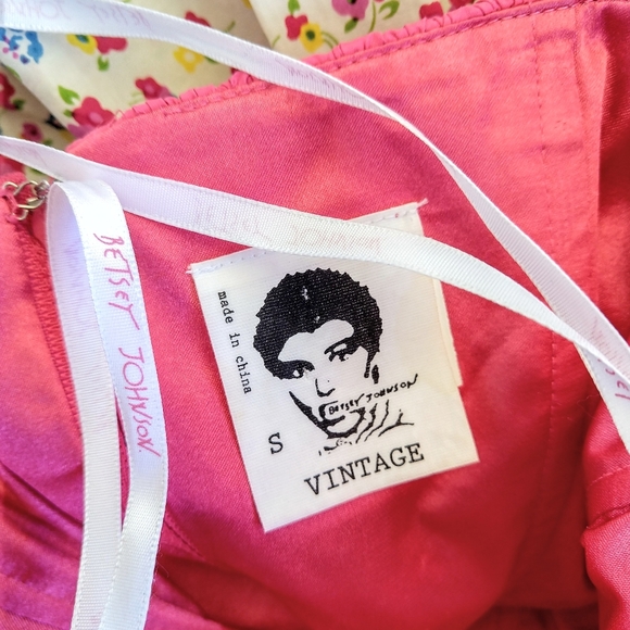 Betsey Johnson VTG Pink Floral Dress w Tulle Skirt - Picture 8 of 8